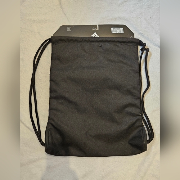 Adidas Alliance Sackpack Drawstring Black Backpack Gold Metallic Zippered Pocket - Picture 7 of 9
